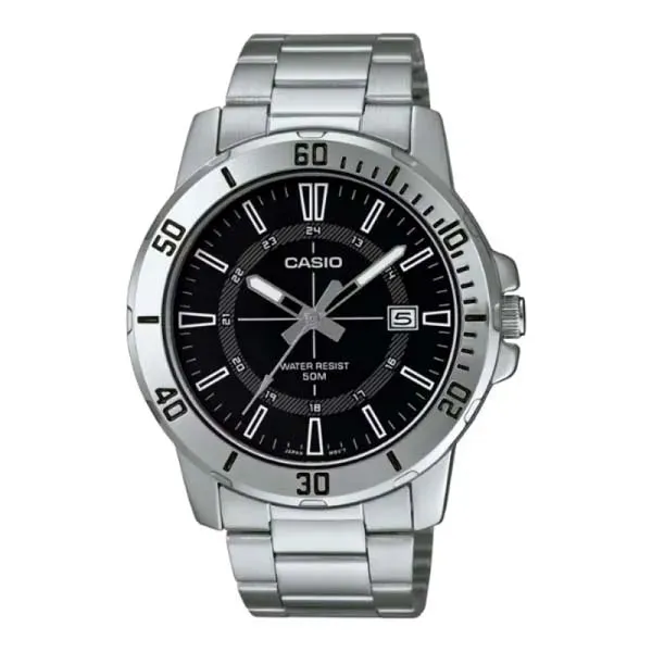 Casio Enticer Black Dial Stainless Steel Men's Watch | MTP-VD01D-1CVUDF