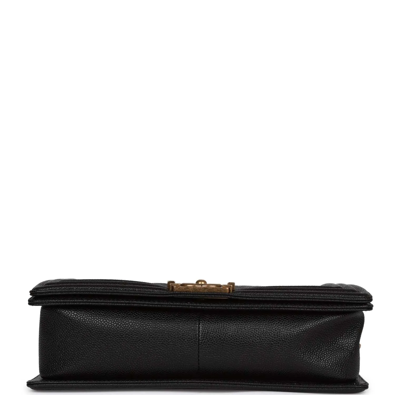 Chanel Medium Boy Bag Black Caviar Antique Gold Hardware