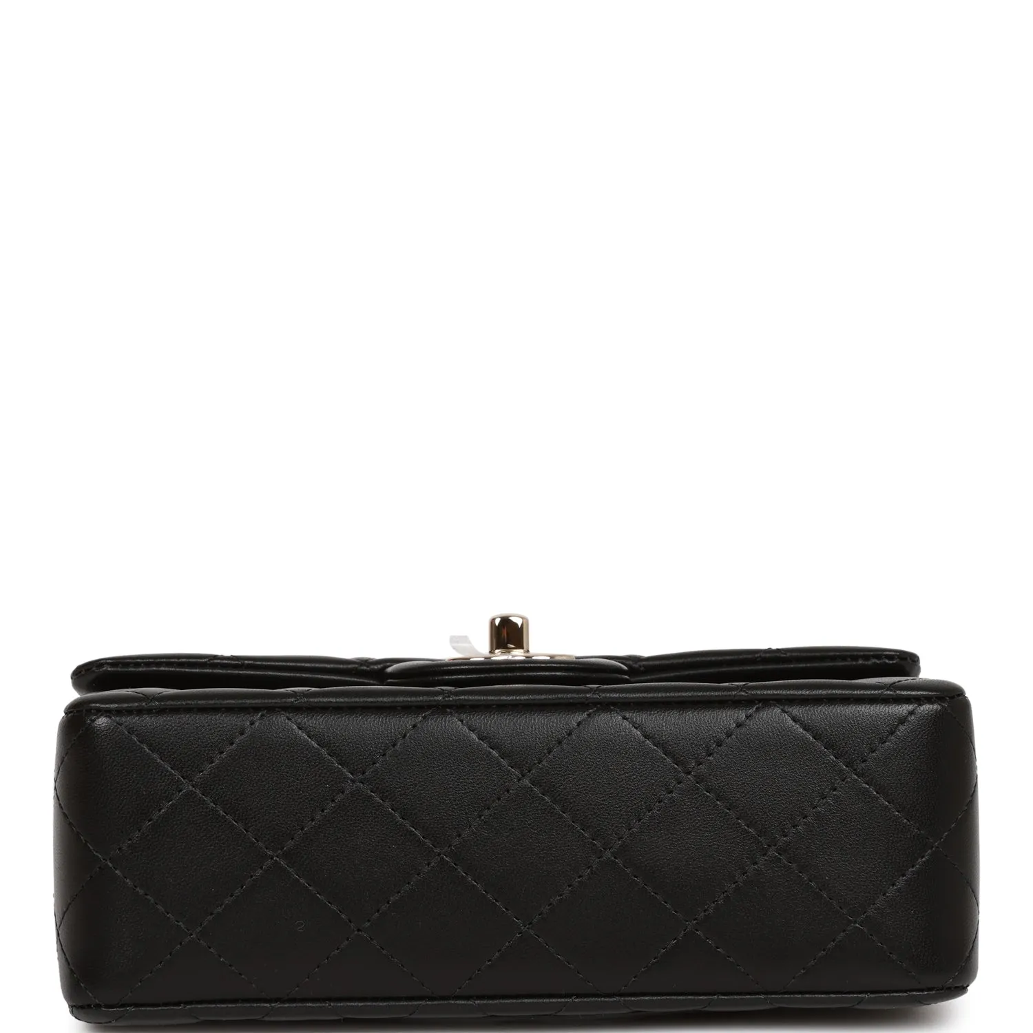 Chanel Mini Rectangular Flap Bag with Top Handle Black Lambskin Light Gold Hardware