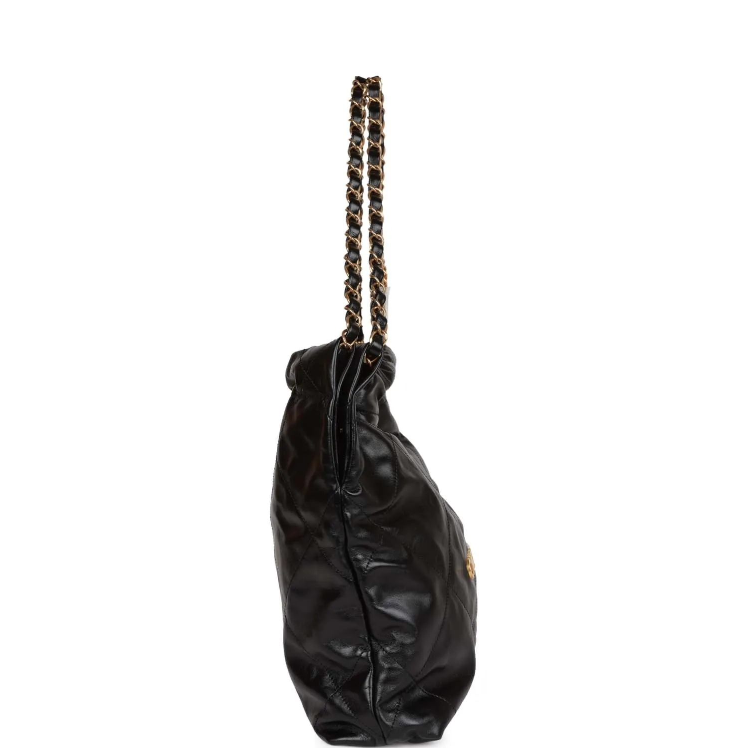 Chanel Small 22 Bag Black Lambskin Antique Gold Hardware