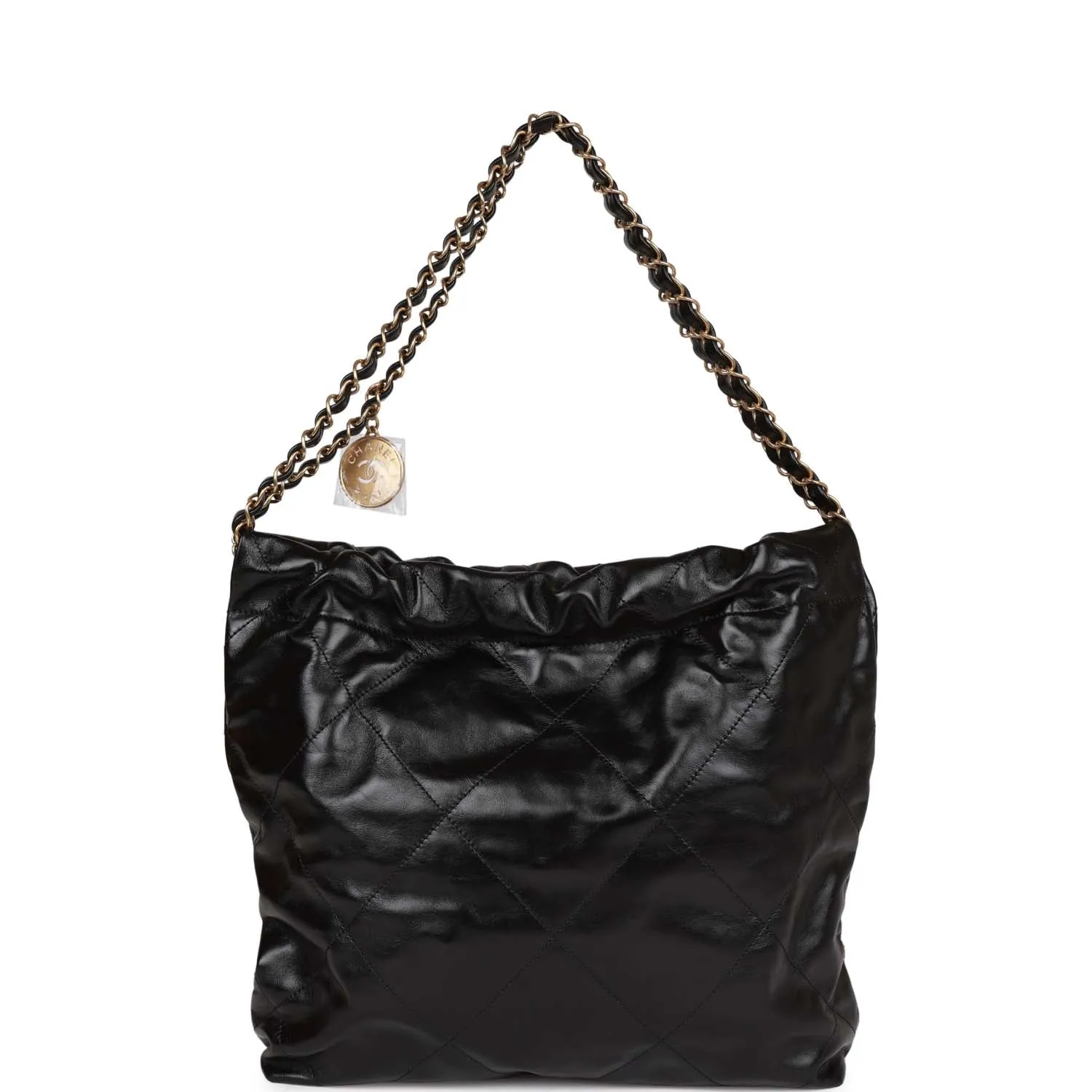 Chanel Small 22 Bag Black Lambskin Antique Gold Hardware