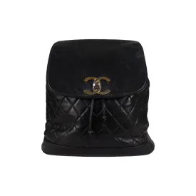 Chanel Vintage Quilted Lambskin Drawstring Backpack - '90s