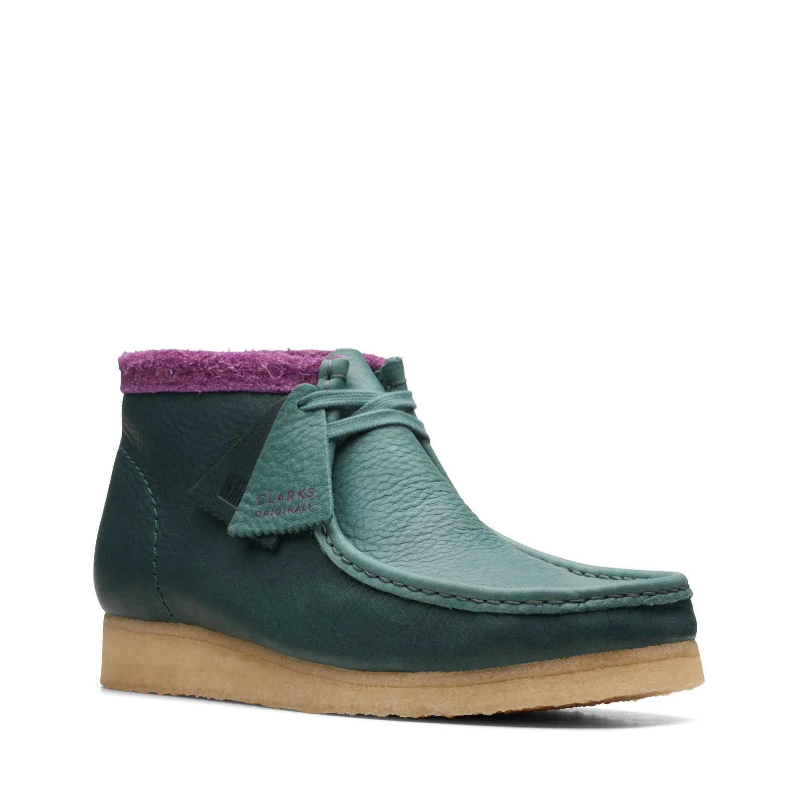 Clarks Originals Wallabee Boot Men's Green Purple Combi Leather Chukka Boots 26168831