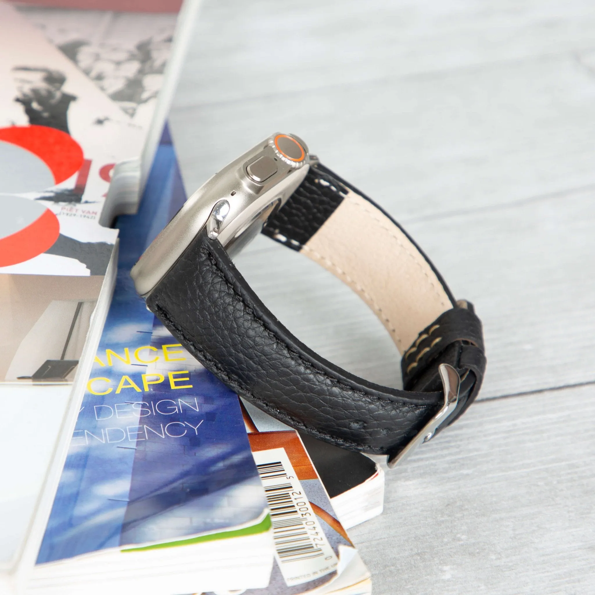 Classic Band for Apple Watch 40mm / 41mm, Pebble Black, Silver Hardware