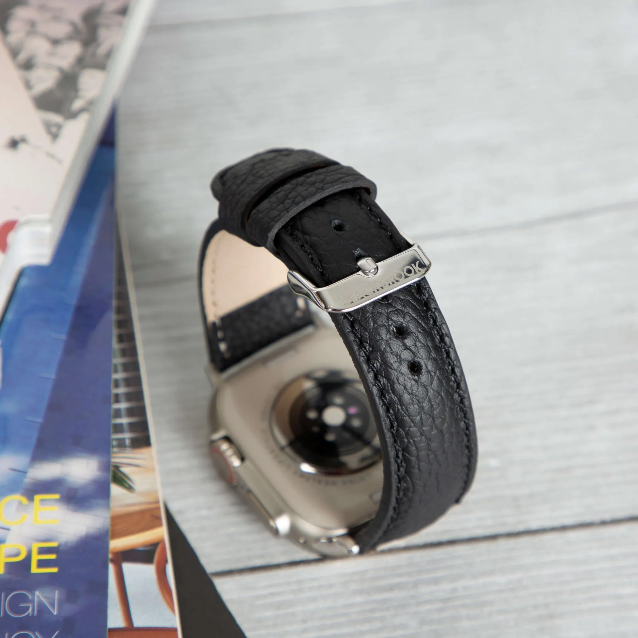 Classic Band for Apple Watch 40mm / 41mm, Pebble Black, Silver Hardware