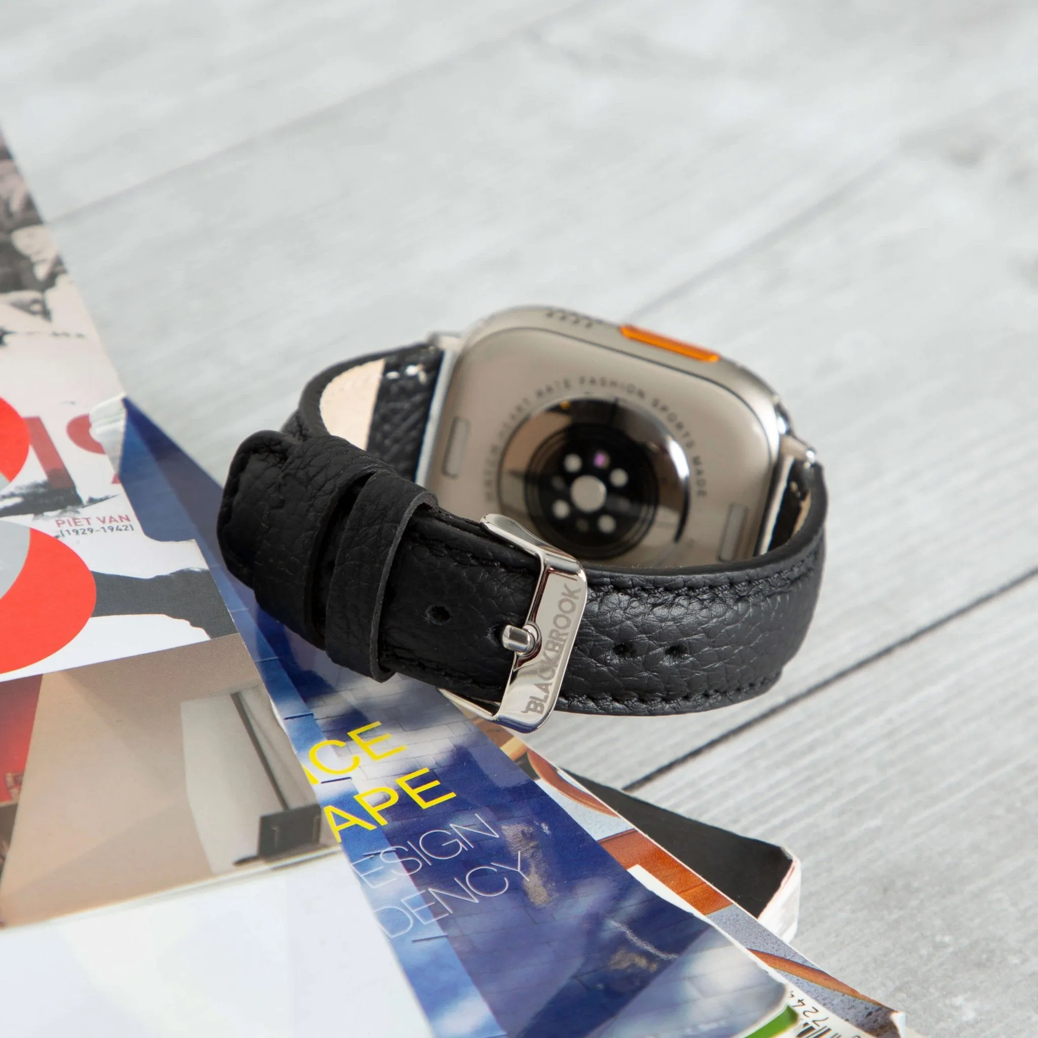 Classic Band for Apple Watch 40mm / 41mm, Pebble Black, Silver Hardware