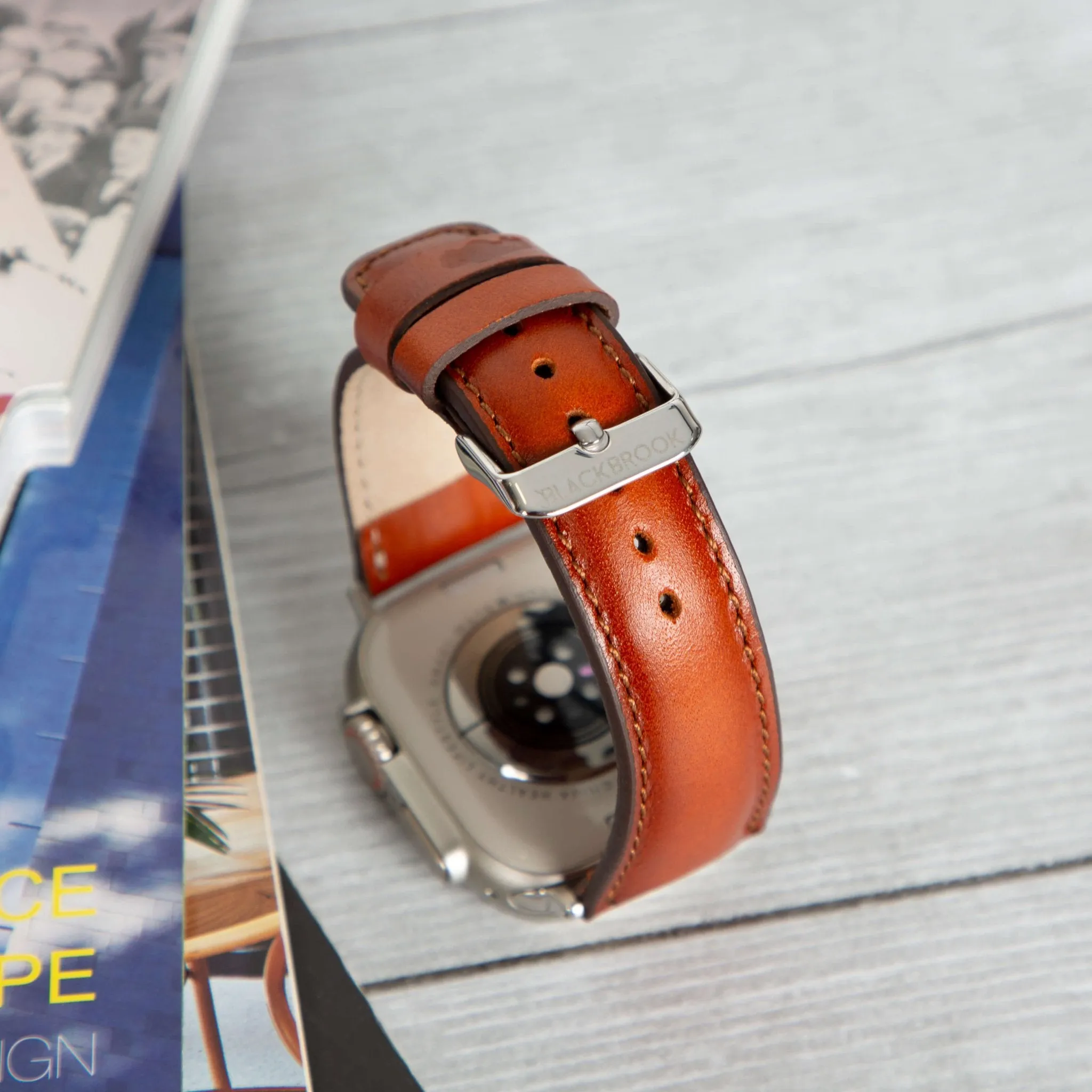 Classic Band for Apple Watch 44mm / 45mm, Burnished Tan, Silver Hardware