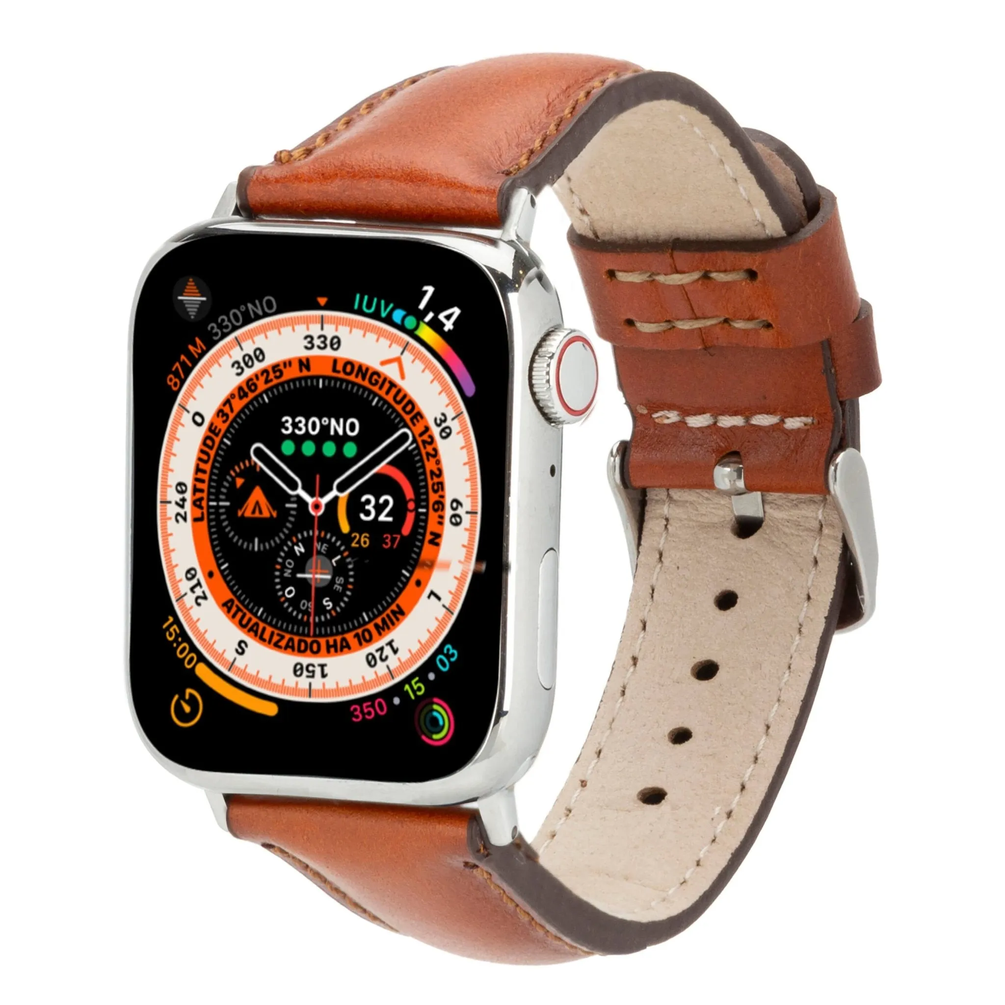 Classic Band for Apple Watch 44mm / 45mm, Burnished Tan, Silver Hardware