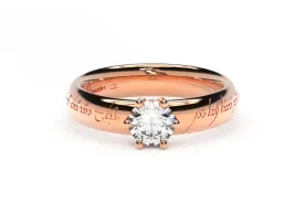 Classic Elvish Engagement Ring, Red Gold