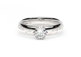 Classic Elvish Engagement Ring, White Gold & Platinum