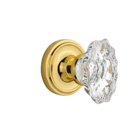 Classic Rosette with Chateau Knob in Polished Brass