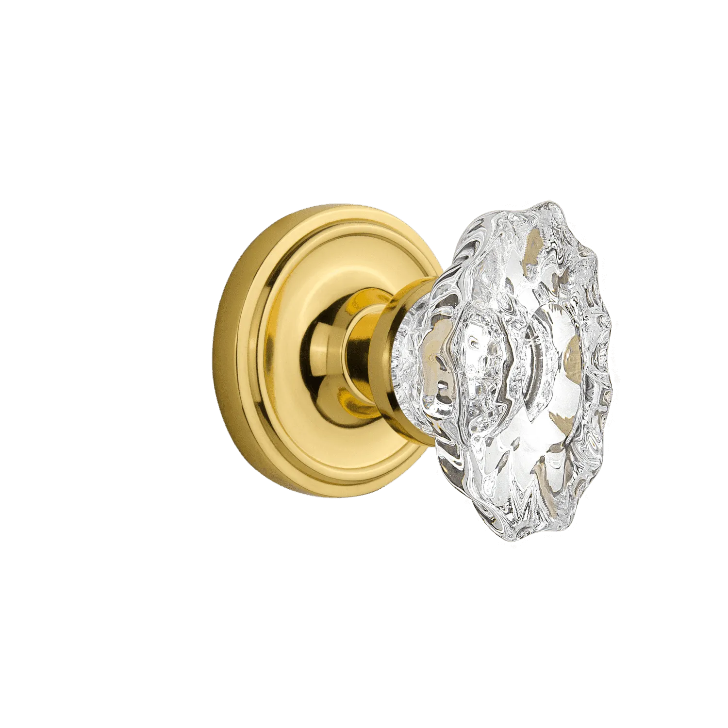 Classic Rosette with Chateau Knob in Polished Brass