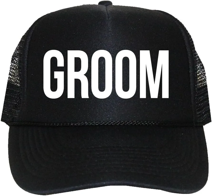 Classy Bride Groom Trucker Hat for The Groom Black