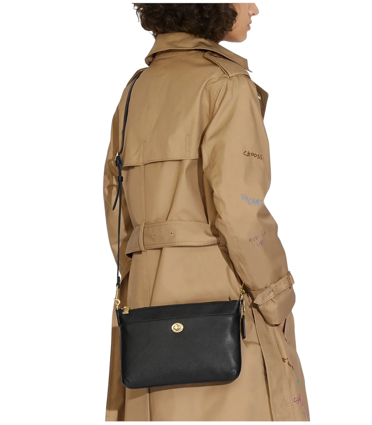 Coach Polished Pebble Polly Crossbody Black