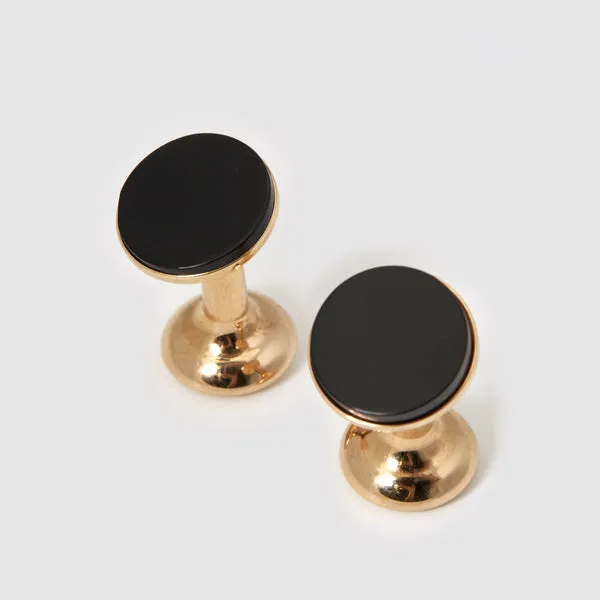 Codis Maya Onyx Bow Cufflinks / Gold Plating