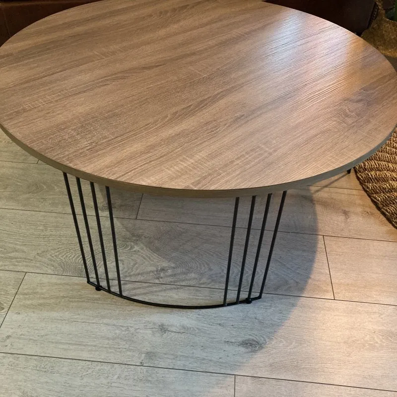 Coffee Table (Dark Wood & Black Metal)