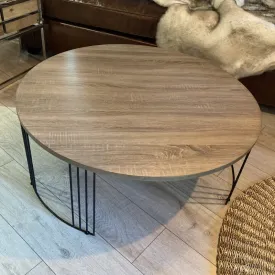 Coffee Table (Dark Wood & Black Metal)