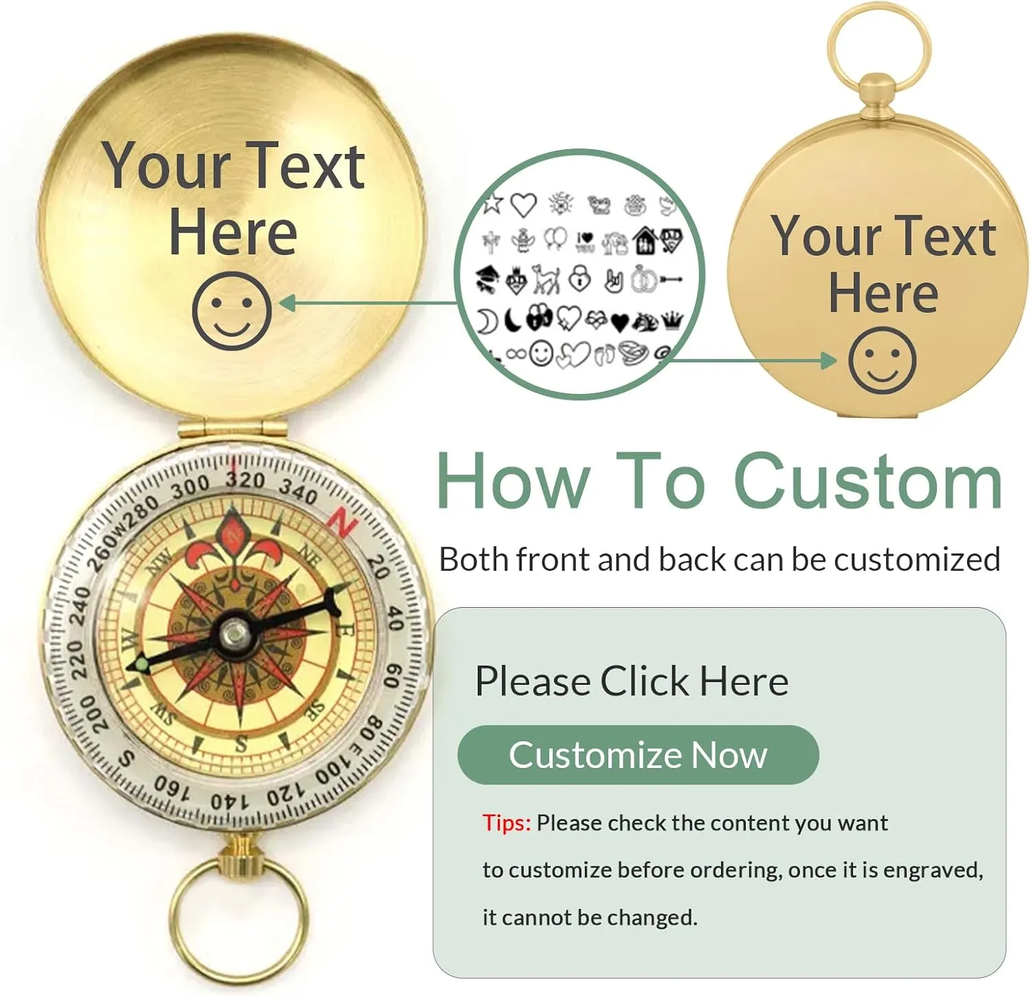 Compass Custom Portable Compasses Keychain with Text Mini Compas with Waterproof Luminous Function Survival Gifts for Men Hiking Camping Hunting Map Navigation Tool