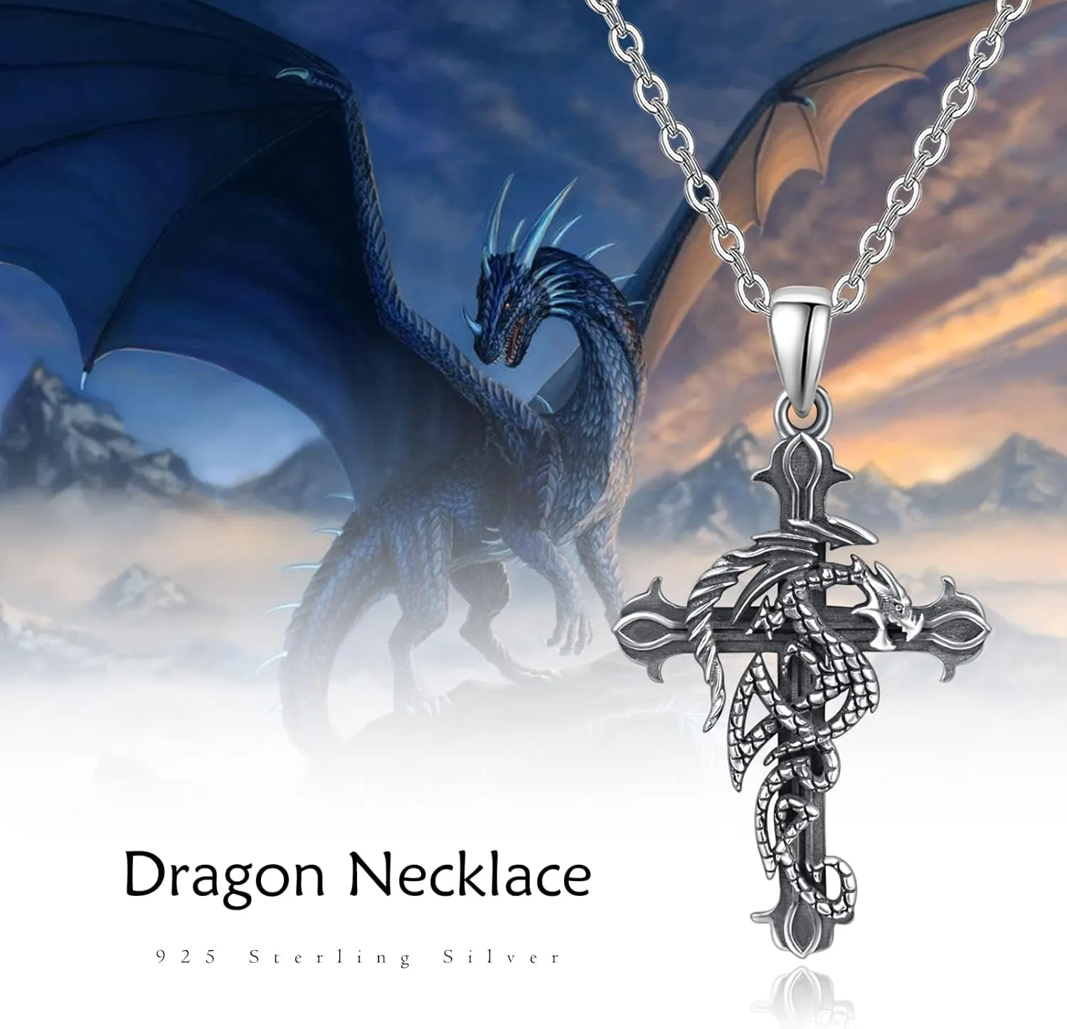 Cross Necklace 925 Sterling Silver Crucifix Cross Pendant Necklace Cross Amulet Protection Jewelry Gifts for Men Women