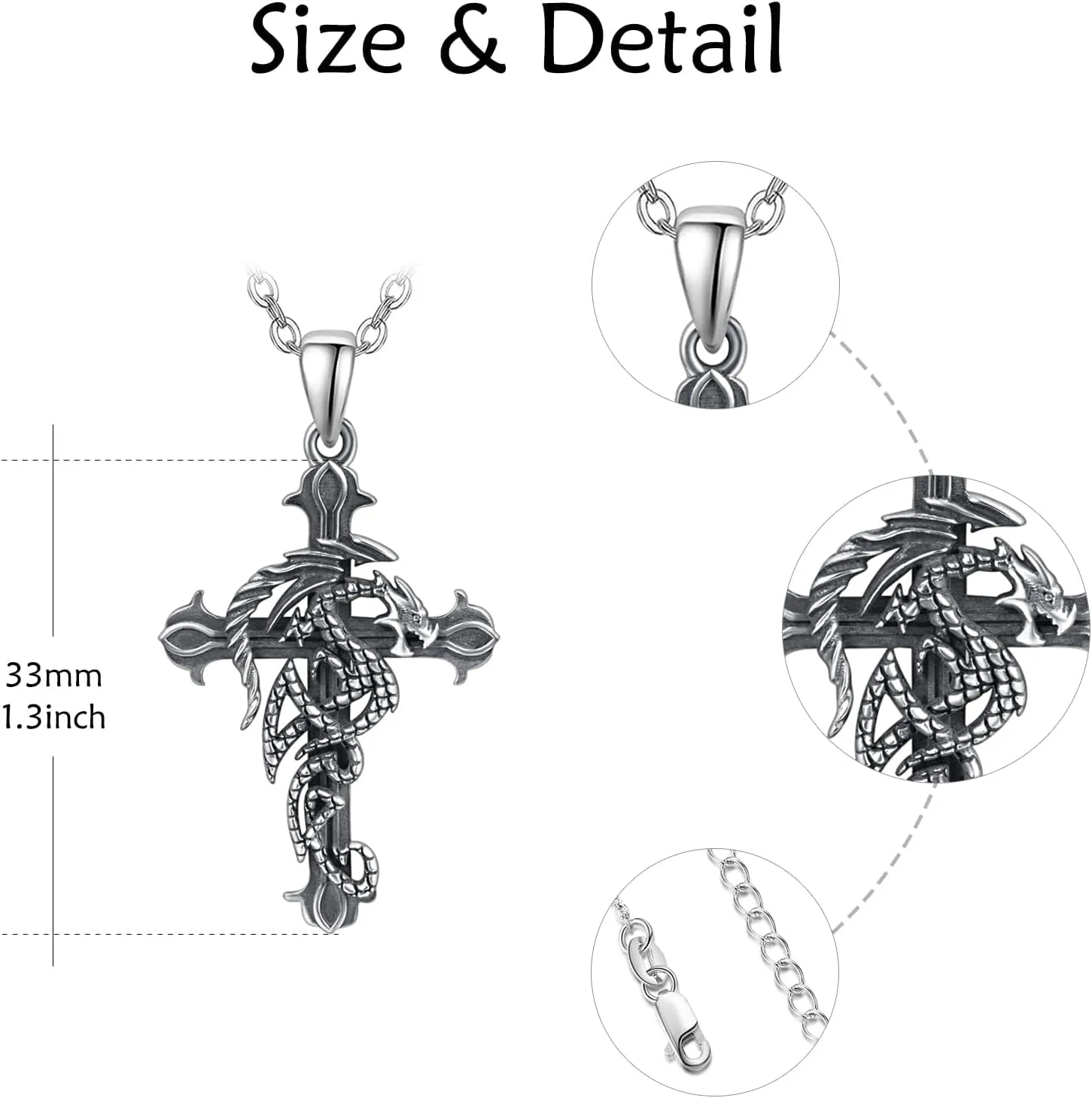 Cross Necklace 925 Sterling Silver Crucifix Cross Pendant Necklace Cross Amulet Protection Jewelry Gifts for Men Women