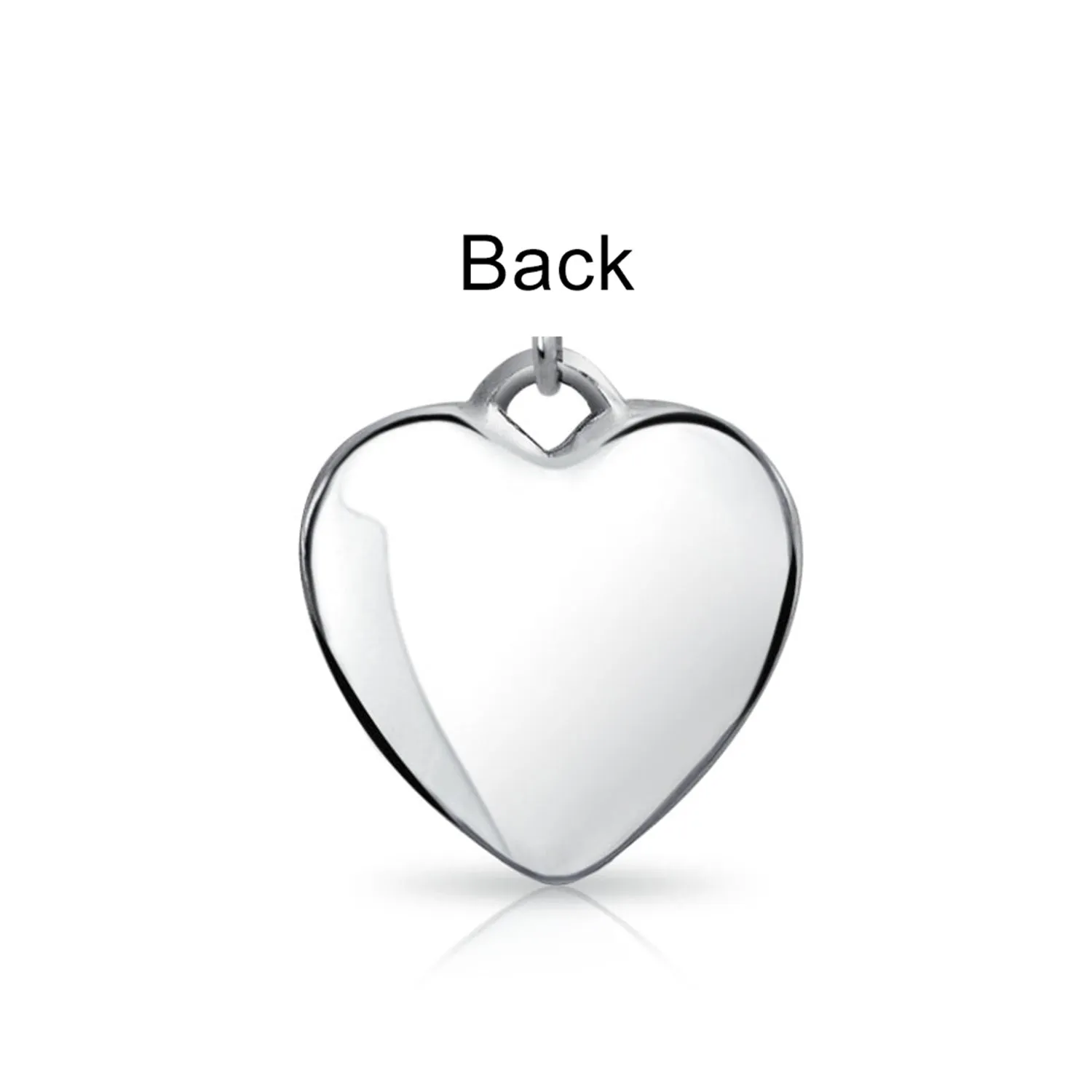 Crystal Accent Dangle Heart Shape Charm Bead .925 Sterling Silver
