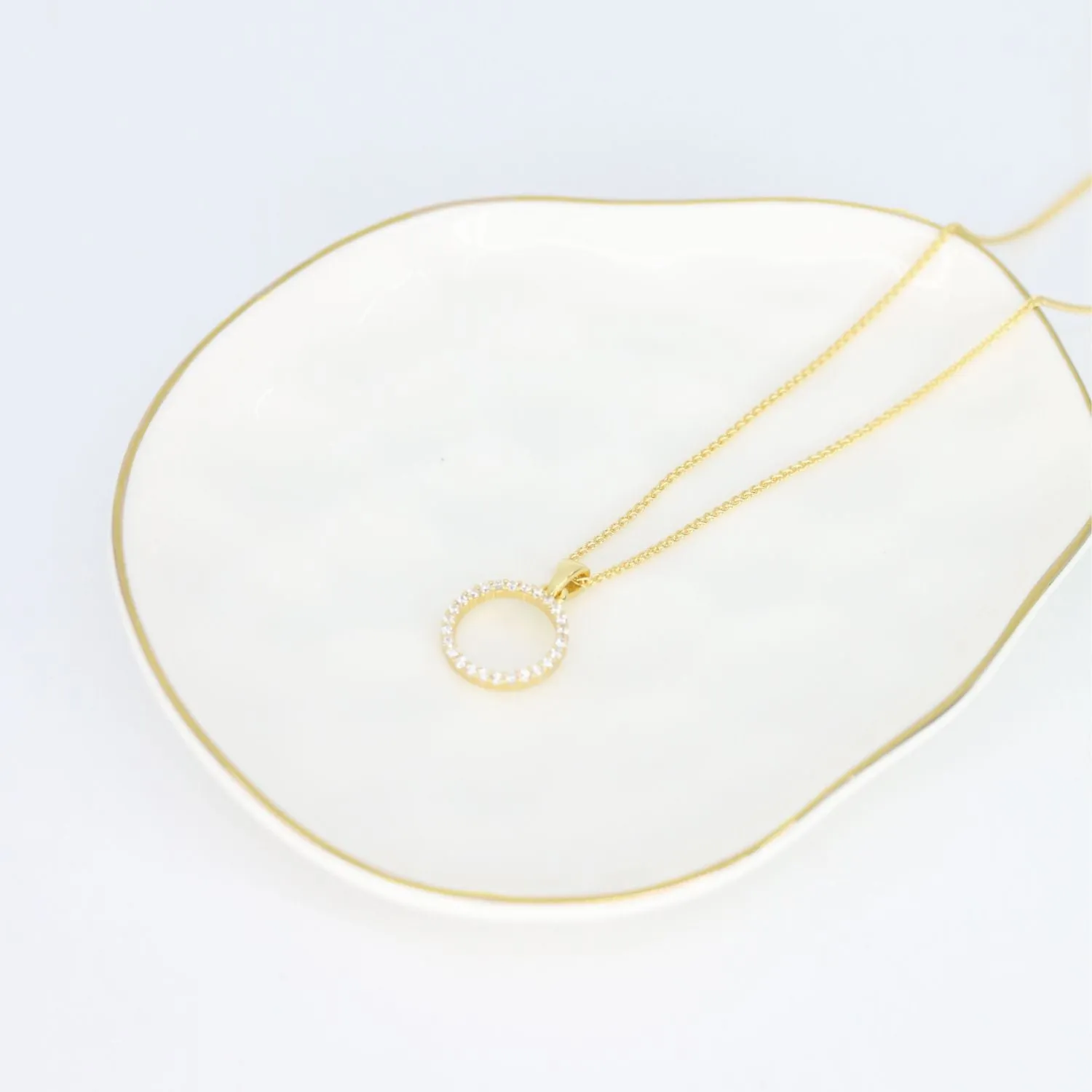 CZ Small Circle Pendant (Gold)