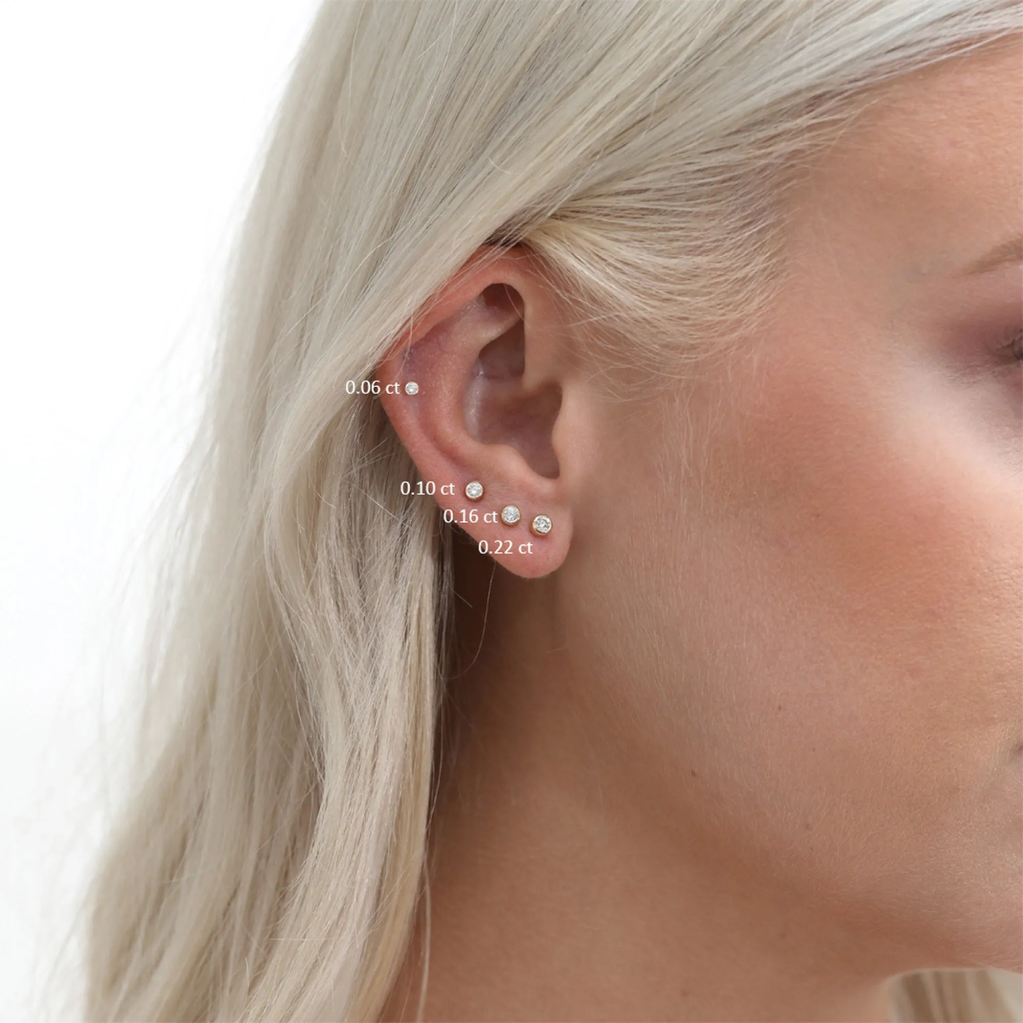 Diamond Bezel Studs - 2.3 mm, Susie