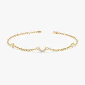 Diamond Crescent Moon Station Bracelet, Francesca