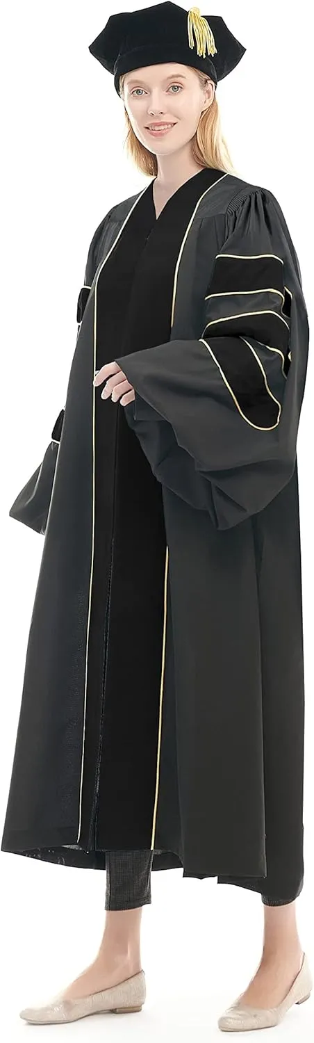 Doctoral Tam with Gold Bullion Tassel Unisex Black Velvet Graduation Tam