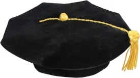 Doctoral Tam with Gold Bullion Tassel Unisex Black Velvet Graduation Tam
