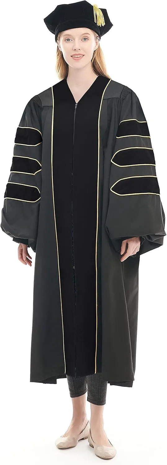 Doctoral Tam with Gold Bullion Tassel Unisex Black Velvet Graduation Tam
