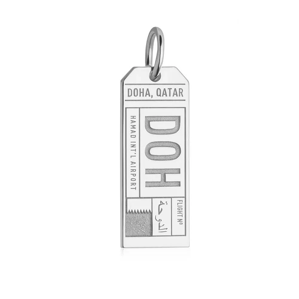 Doha Qatar DOH Luggage Tag Charm Silver