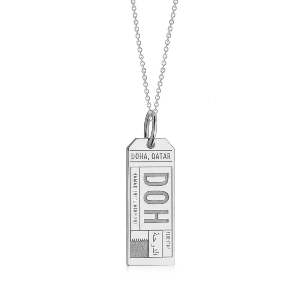 Doha Qatar DOH Luggage Tag Charm Silver