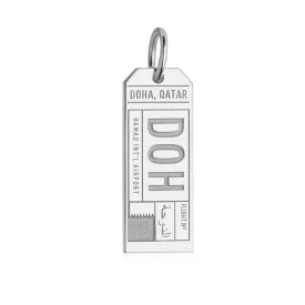 Doha Qatar DOH Luggage Tag Charm Silver