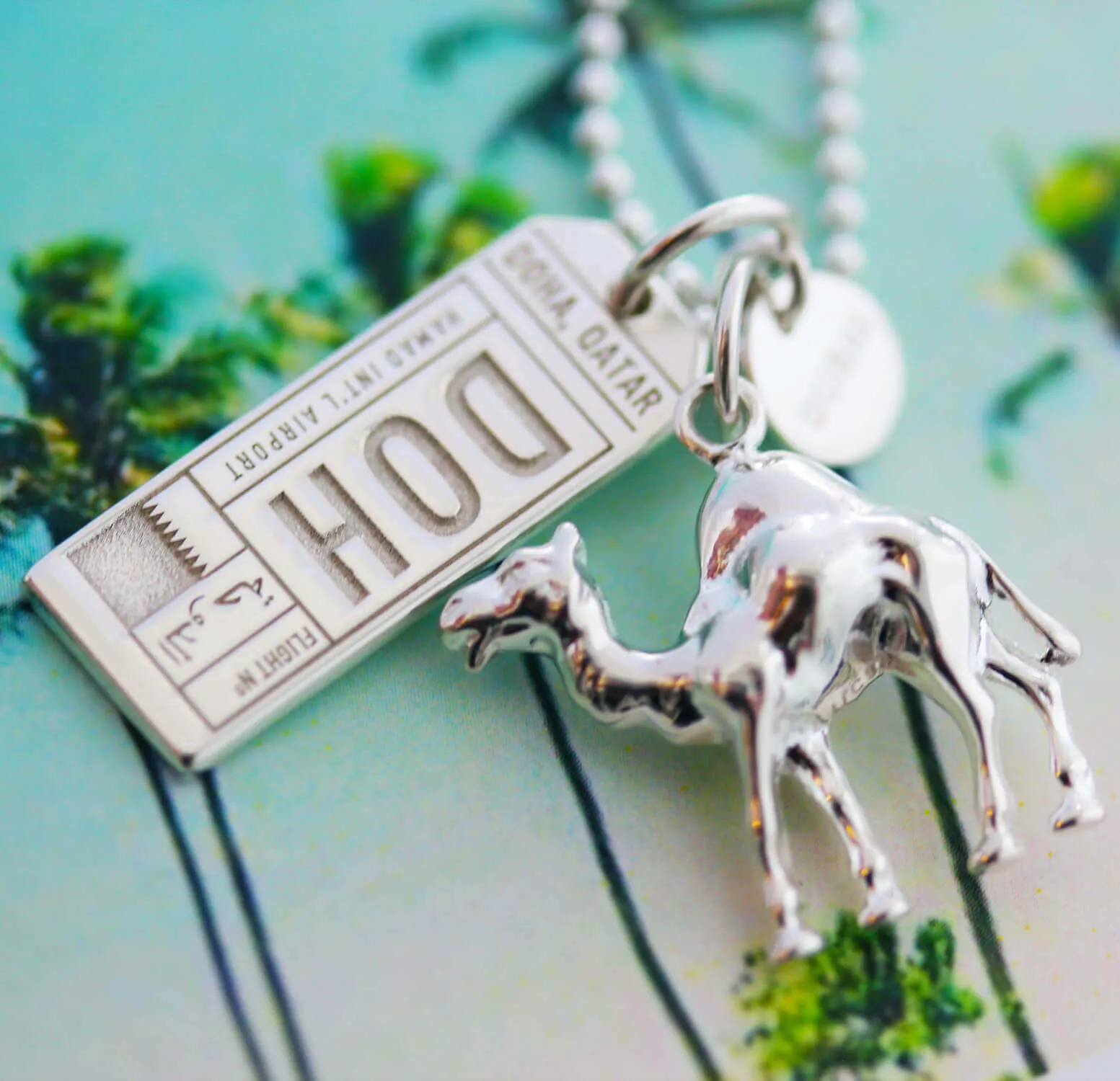 Doha Qatar DOH Luggage Tag Charm Silver