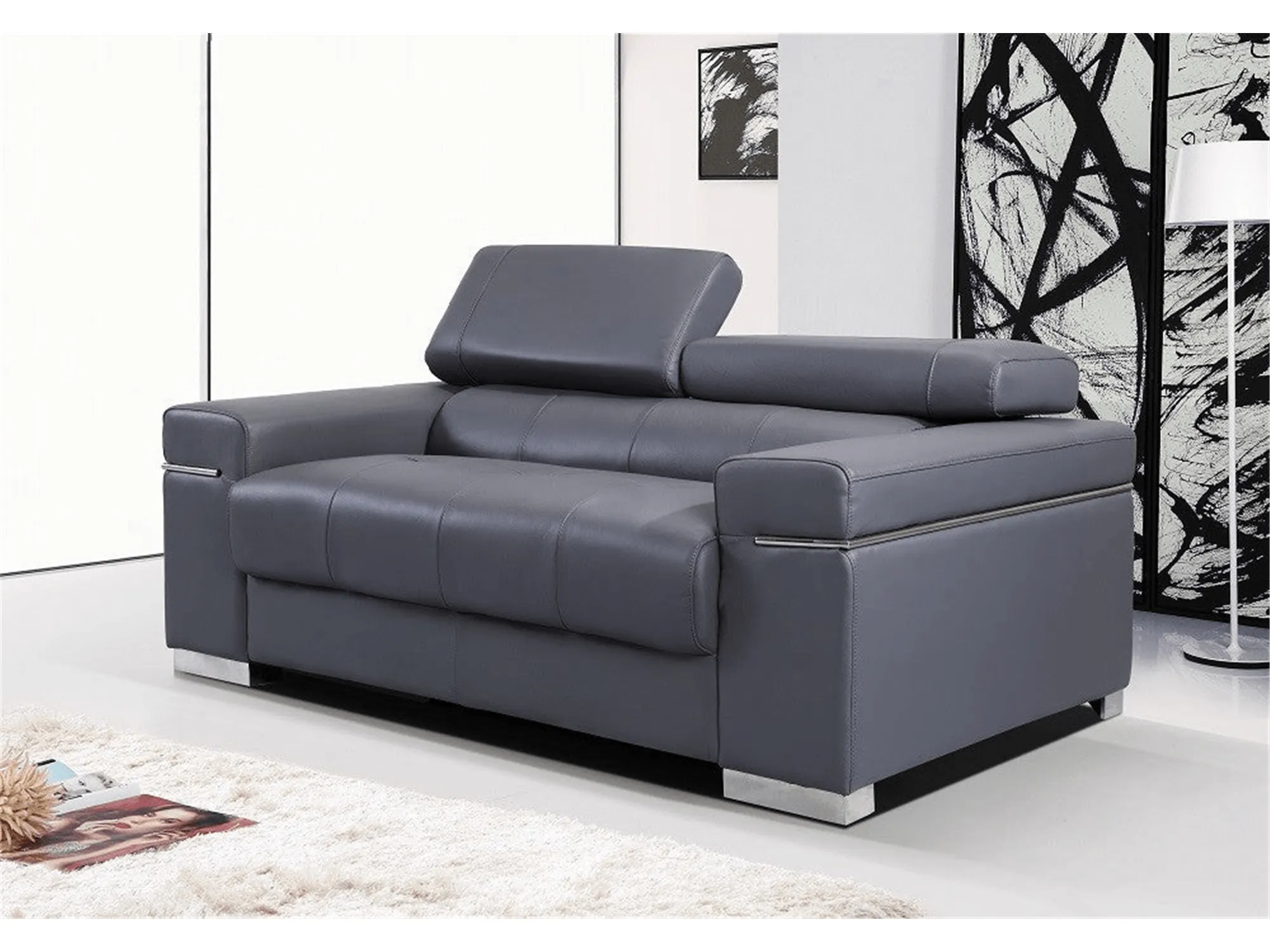 Downtown Leather Sofa in Grey