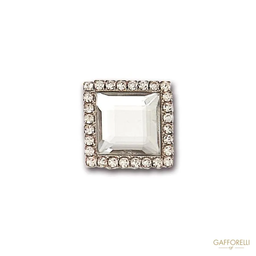 Elegant Cufflink Decorated with Rhinestones on Border, 2 Cm - Art. 3731