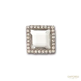 Elegant Cufflink Decorated with Rhinestones on Border, 2 Cm - Art. 3731