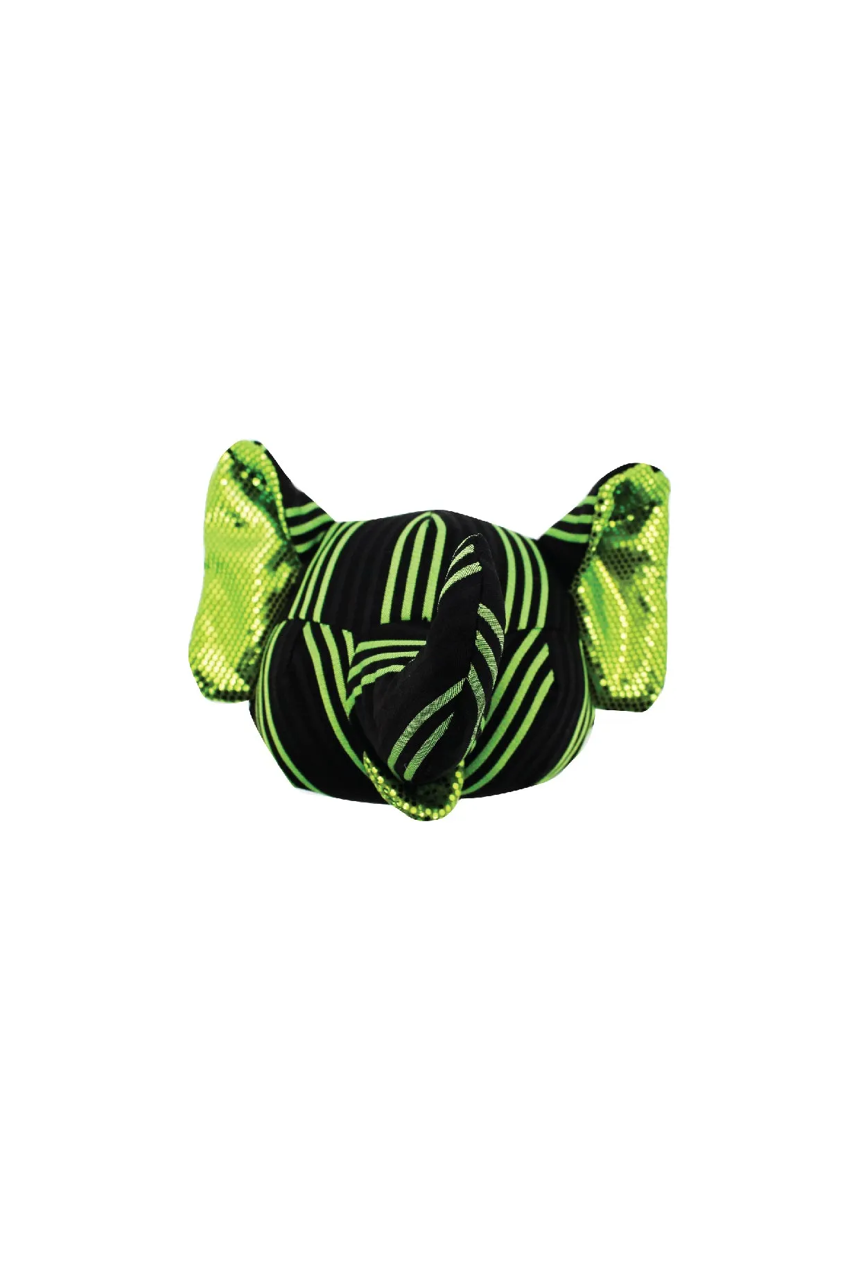 ELEPH FOLDABLE PLEAT 3 STRIPE - POUCH : Black / Lime