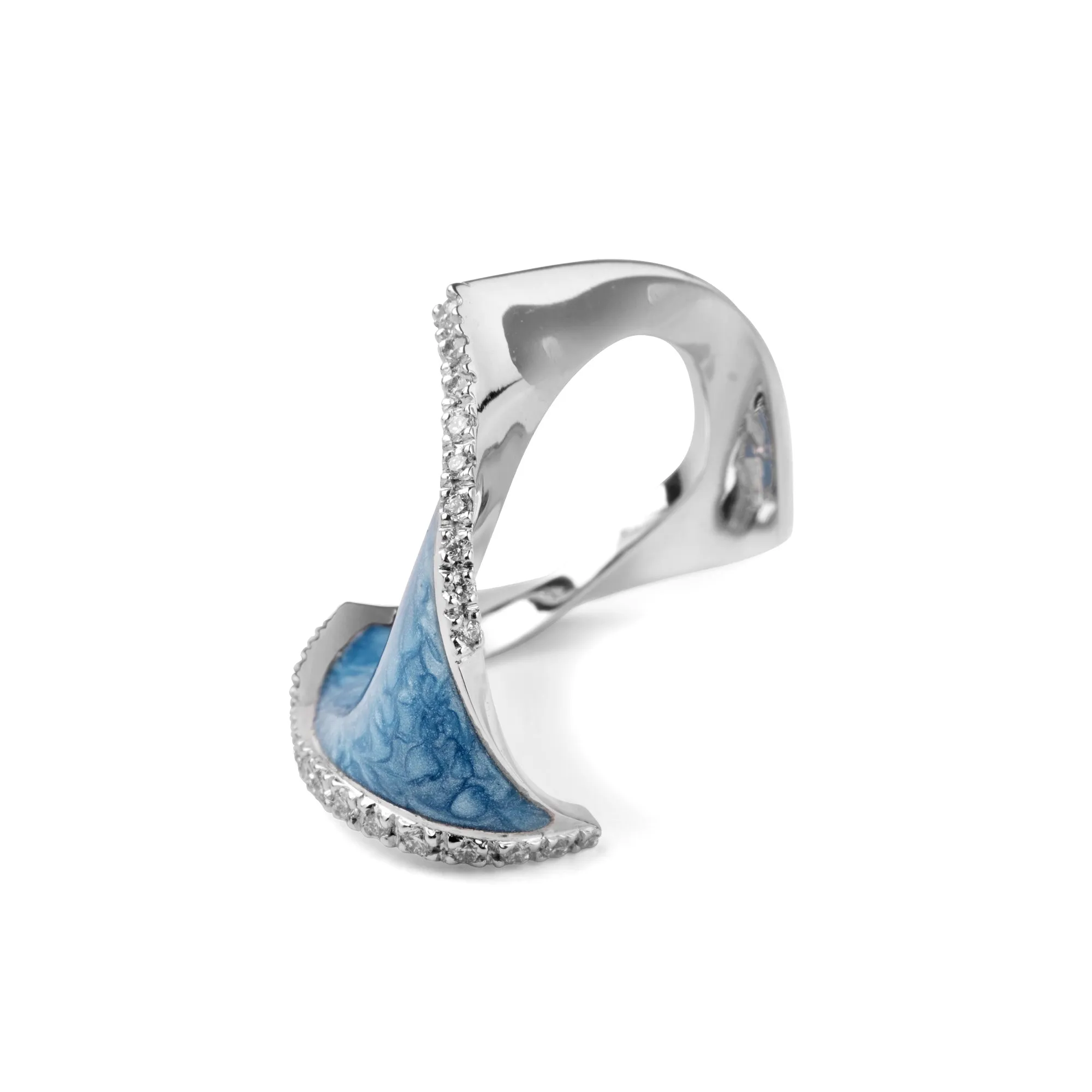 Enamel and Diamond 18k white gold ring