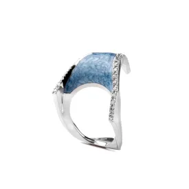 Enamel and Diamond 18k white gold ring