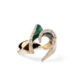 Enamel and Diamond 18k yellow gold ring