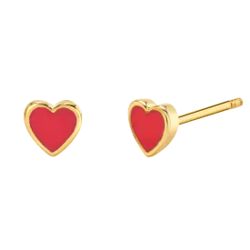 Enamel Heart Shape Studs