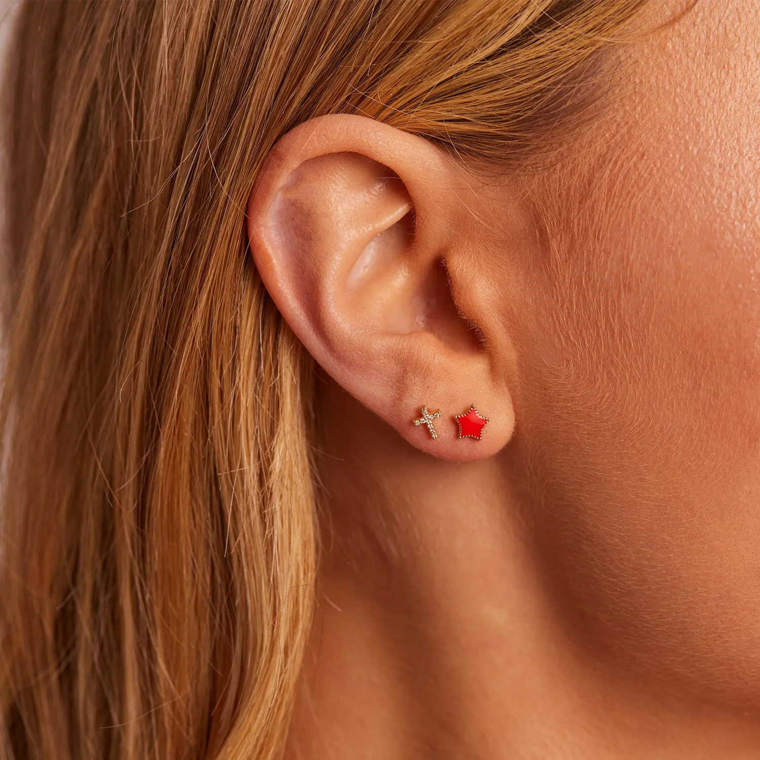 Enamel Star Earrings