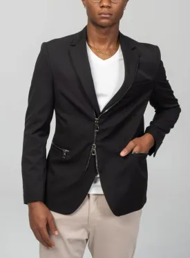 Everyday Two Way Zipper Blazer -  Black