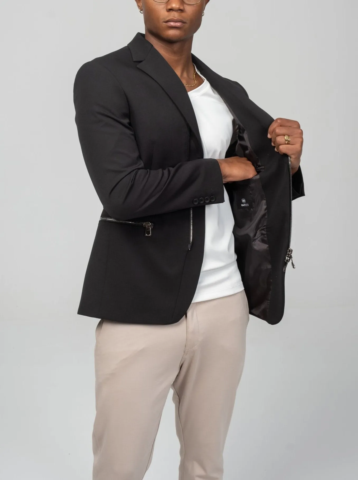Everyday Two Way Zipper Blazer -  Black