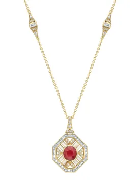 Fifth Avenue Oval Ruby Yellow Gold Pendant