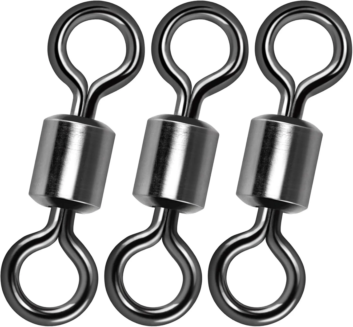 Fishing Barrel Swivels, 40 to100-Pack Swivels Fishing Tackle Freshwater Saltwater Swivel Rolling Swivel Heavy Duty Stainless Steel Lures Leaders Line Connectors Terminal Tackle