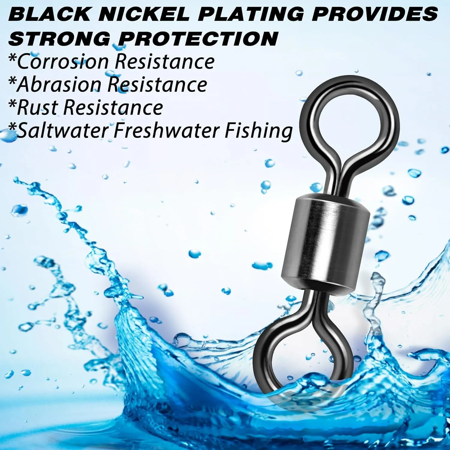 Fishing Barrel Swivels, 40 to100-Pack Swivels Fishing Tackle Freshwater Saltwater Swivel Rolling Swivel Heavy Duty Stainless Steel Lures Leaders Line Connectors Terminal Tackle