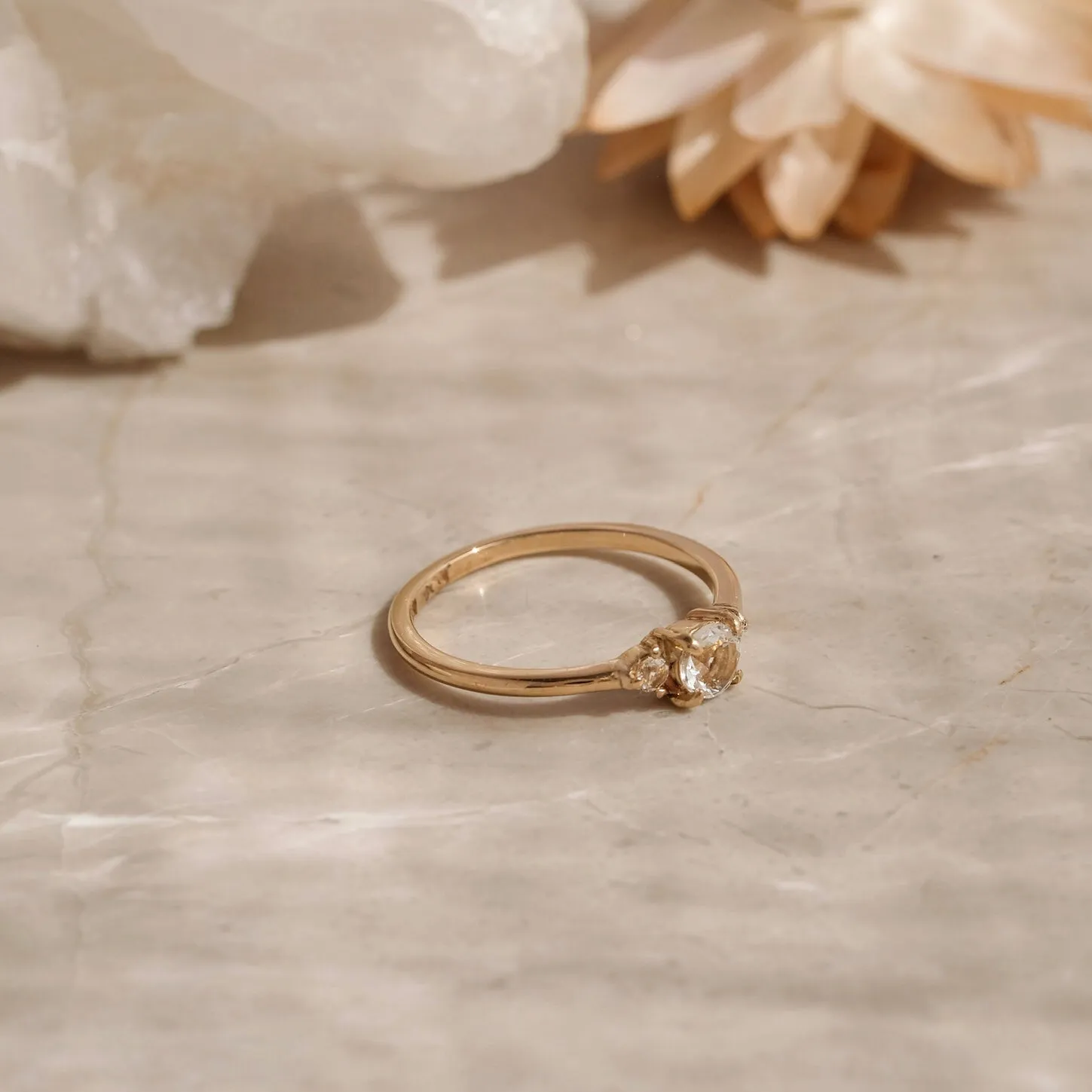 Florence Ring, White Topaz, Gold